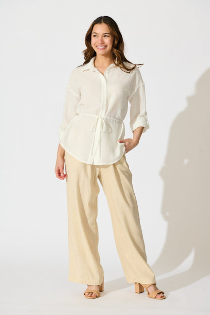 Lysandra Shirt in White Linen Blend