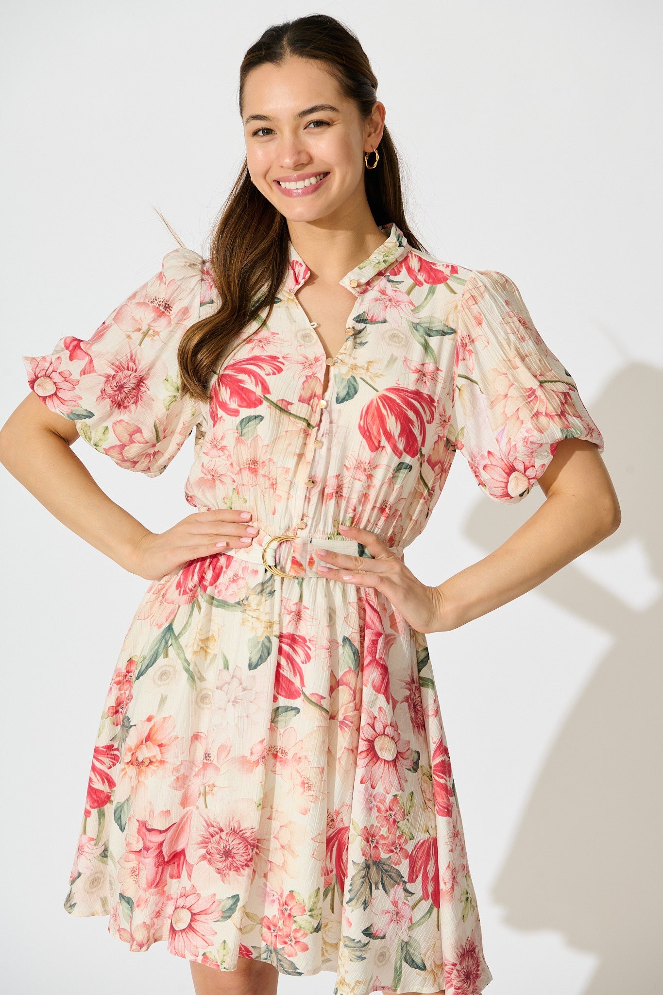 Vintage Blossom Dress in Cream with Multi Floral