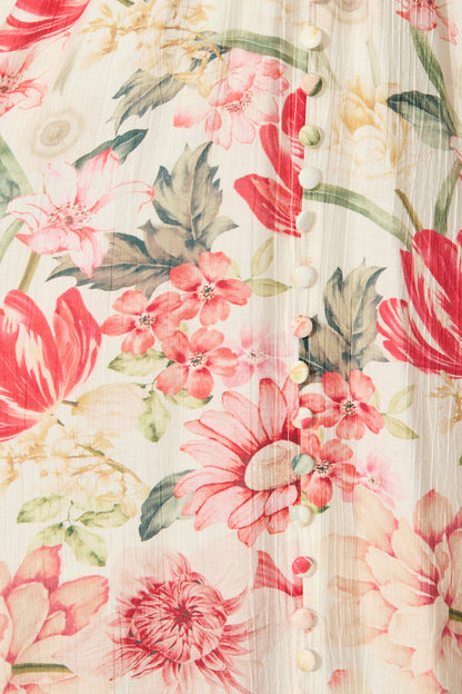 Botanical Romance Maxi Dress in Cream with Multi Floral