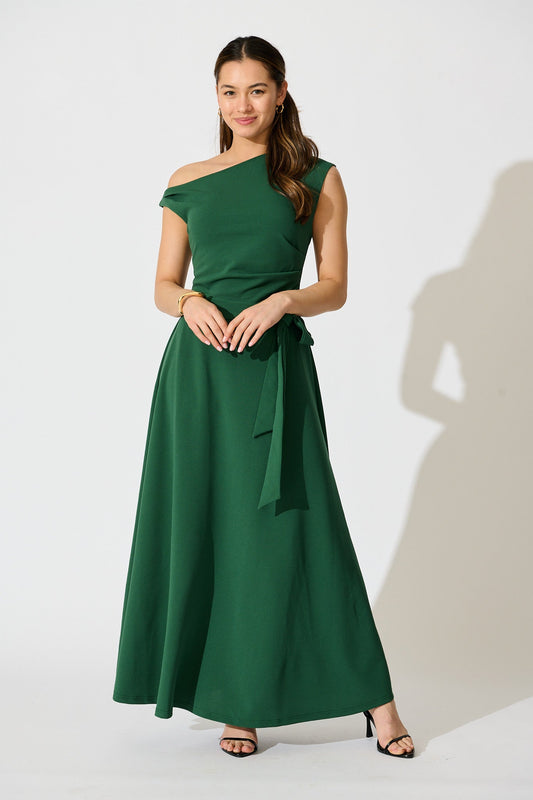 Noirelle Maxi Off Shoulder Dress in Emerald