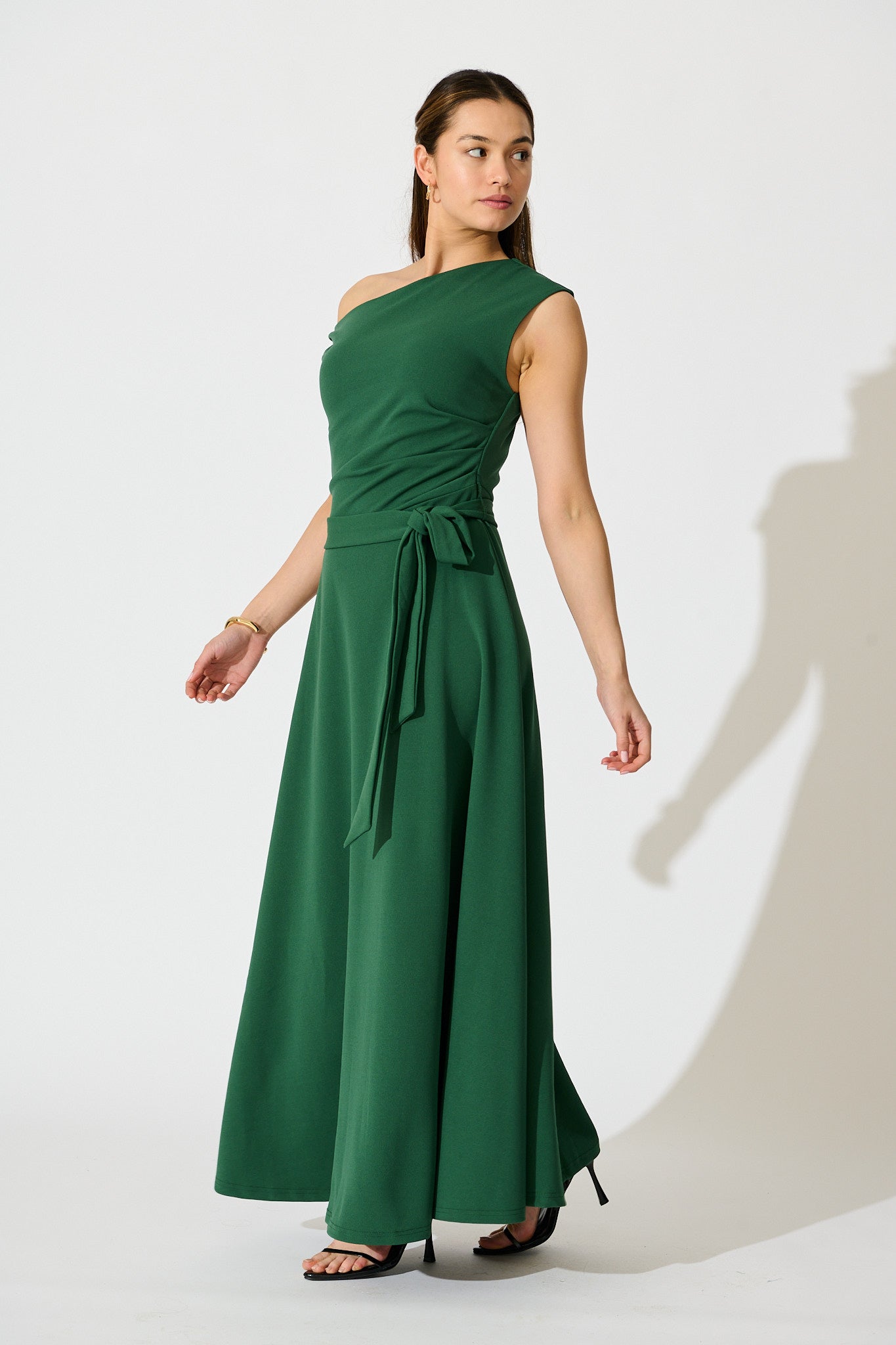 Noirelle Maxi Off Shoulder Dress in Emerald