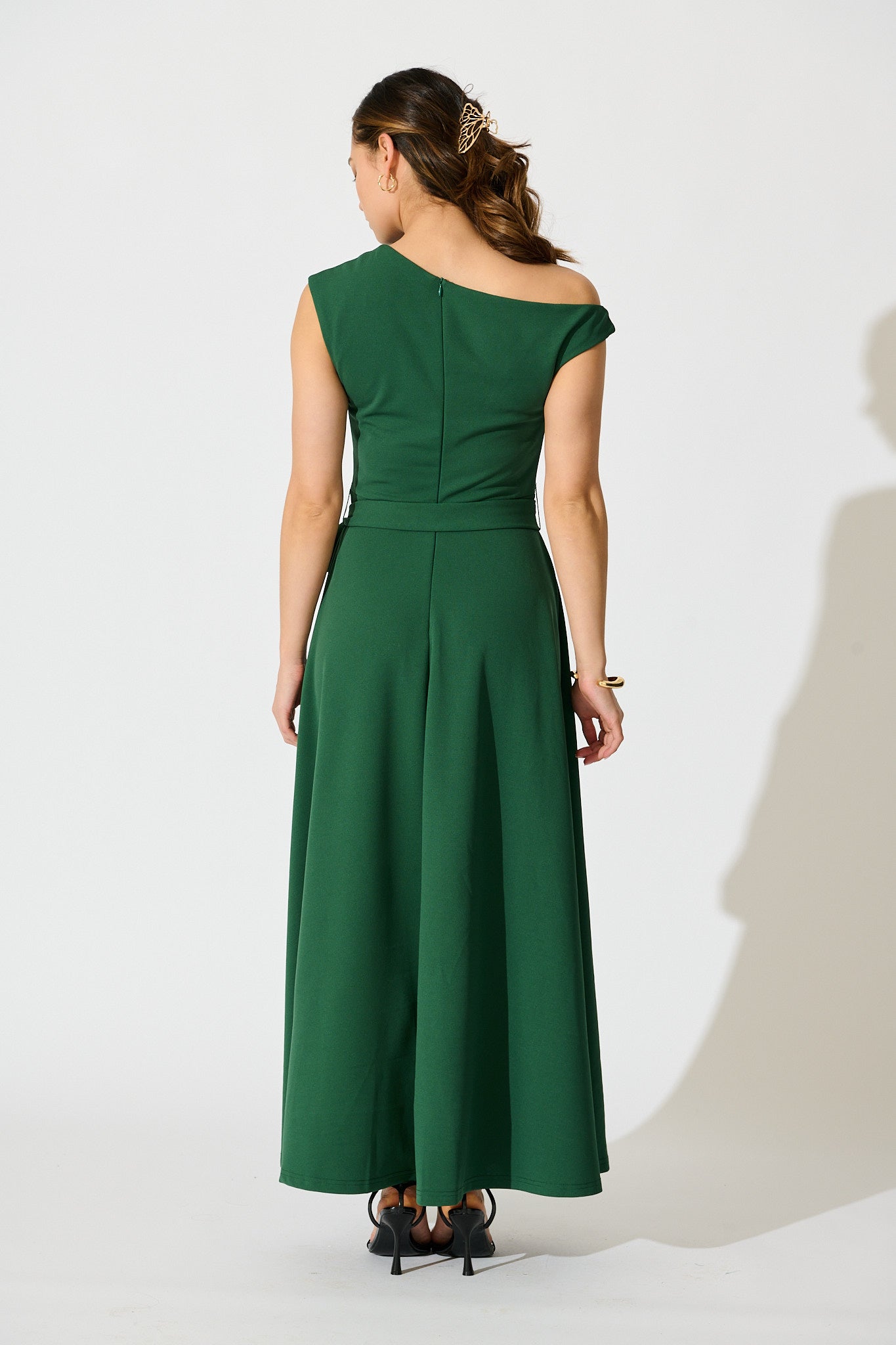 Noirelle Maxi Off Shoulder Dress in Emerald