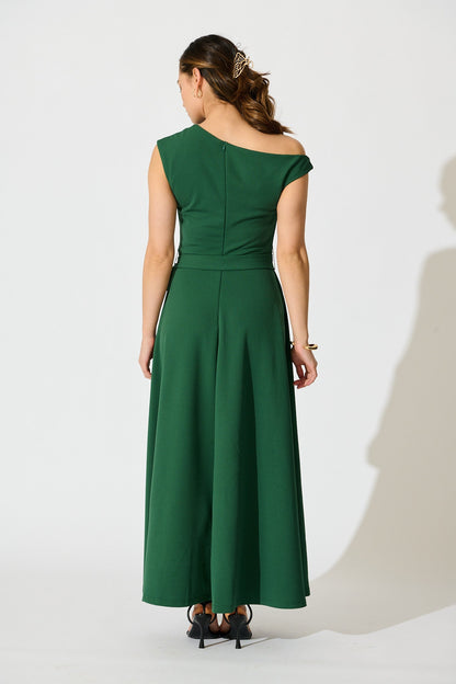 Noirelle Maxi Off Shoulder Dress in Emerald