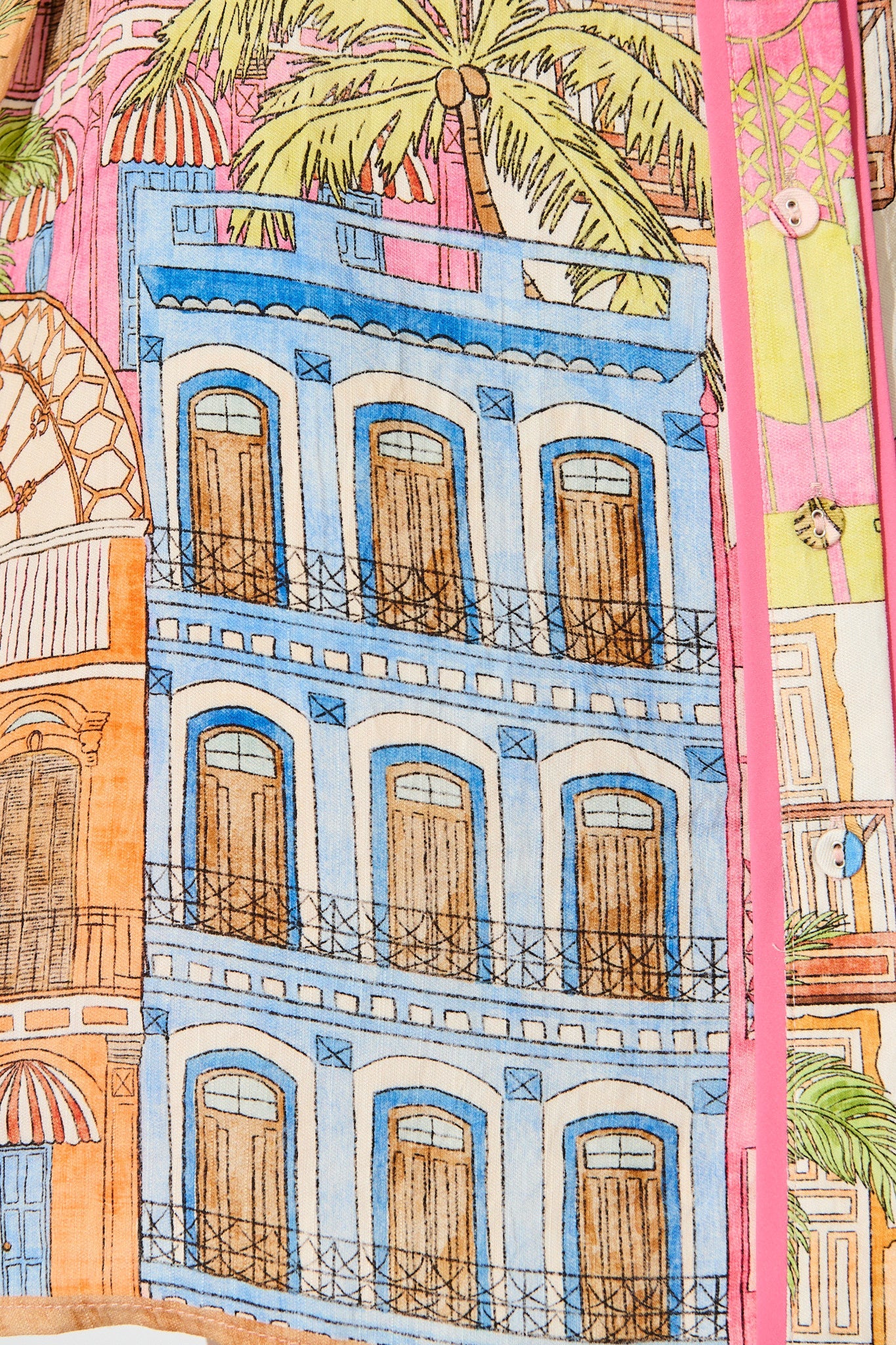 Lila Shirt Dress In In Pink with Tropical City Print