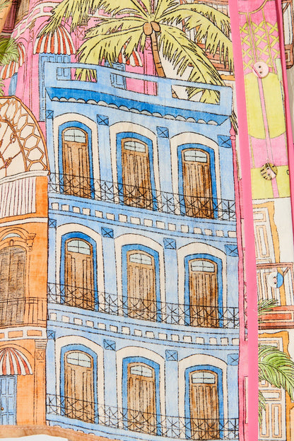 Lila Shirt Dress In In Pink with Tropical City Print