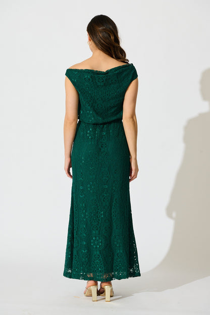 Valencia Lace Midi Dress in Emerald