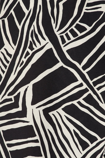 Helenia Midi Wrap Dress in Black and White Cotton Blend