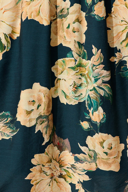 Bloom Midi Dress in Teal with Cream Floral