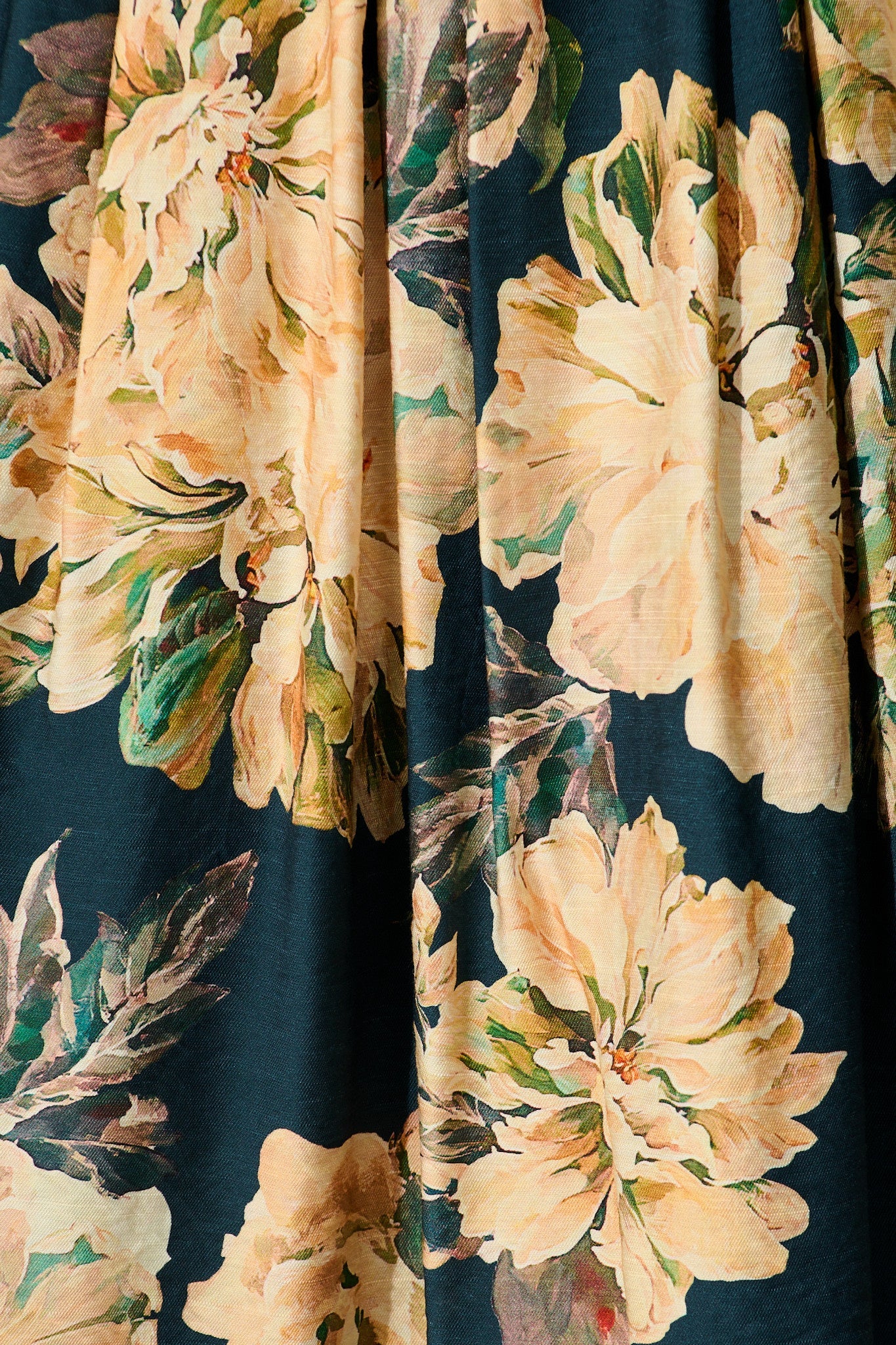 Fleurette Midi Skirt in Teal with Cream Floral