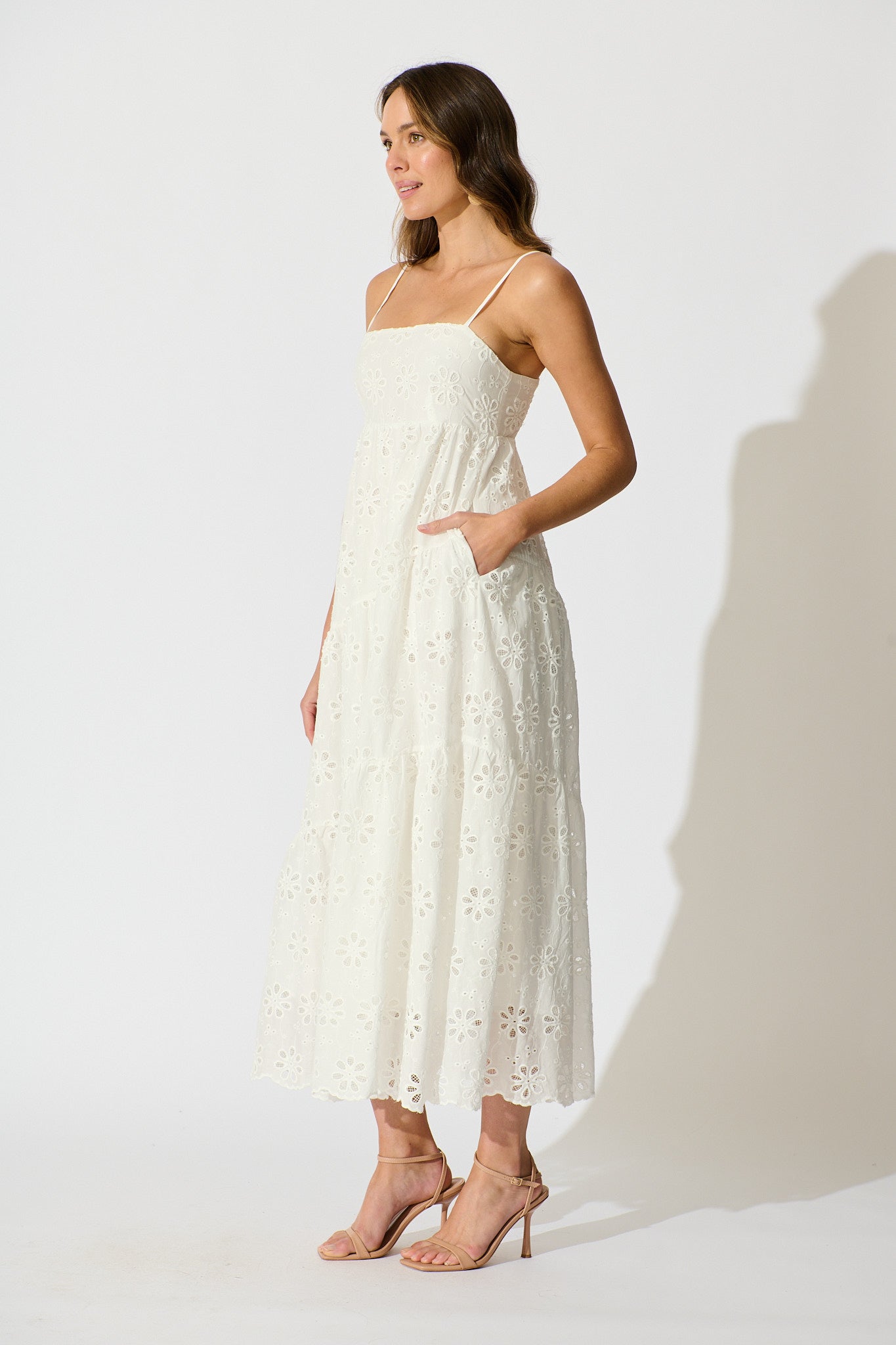 Lily Muse Maxi Sundress in White Embroidery Cotton