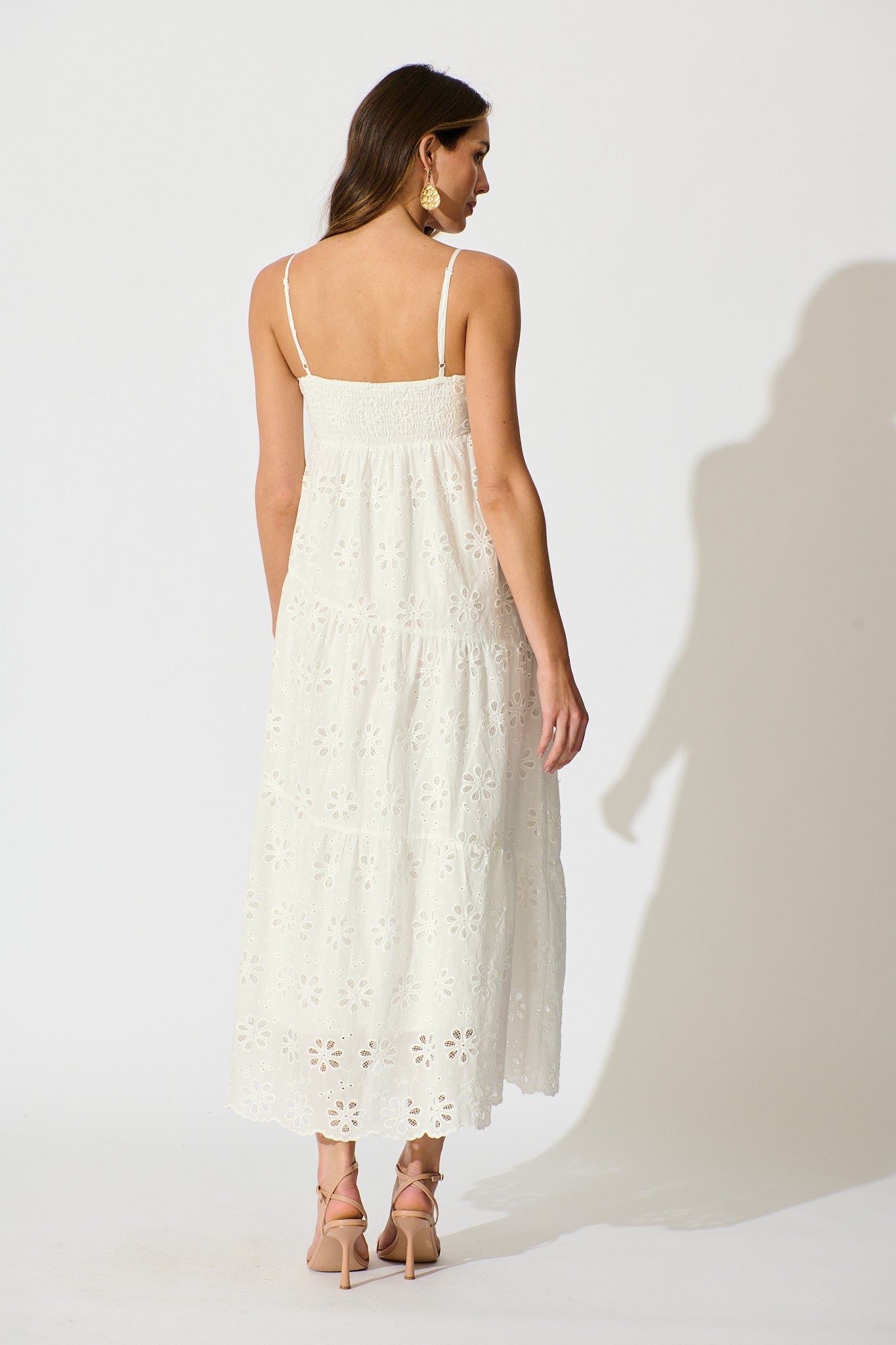 Lily Muse Maxi Sundress in White Embroidery Cotton