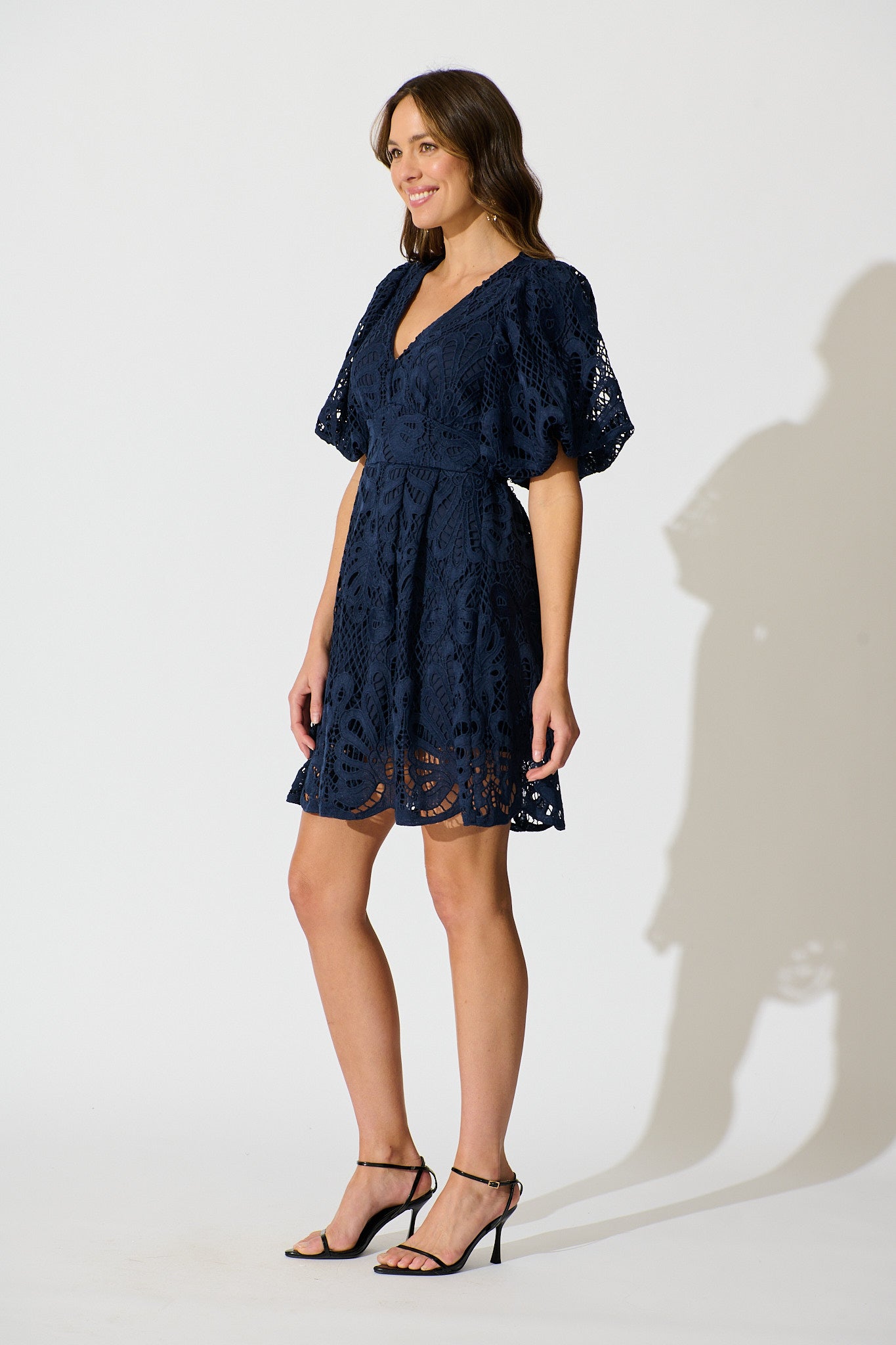 Falling for you Lace Dress in Navy