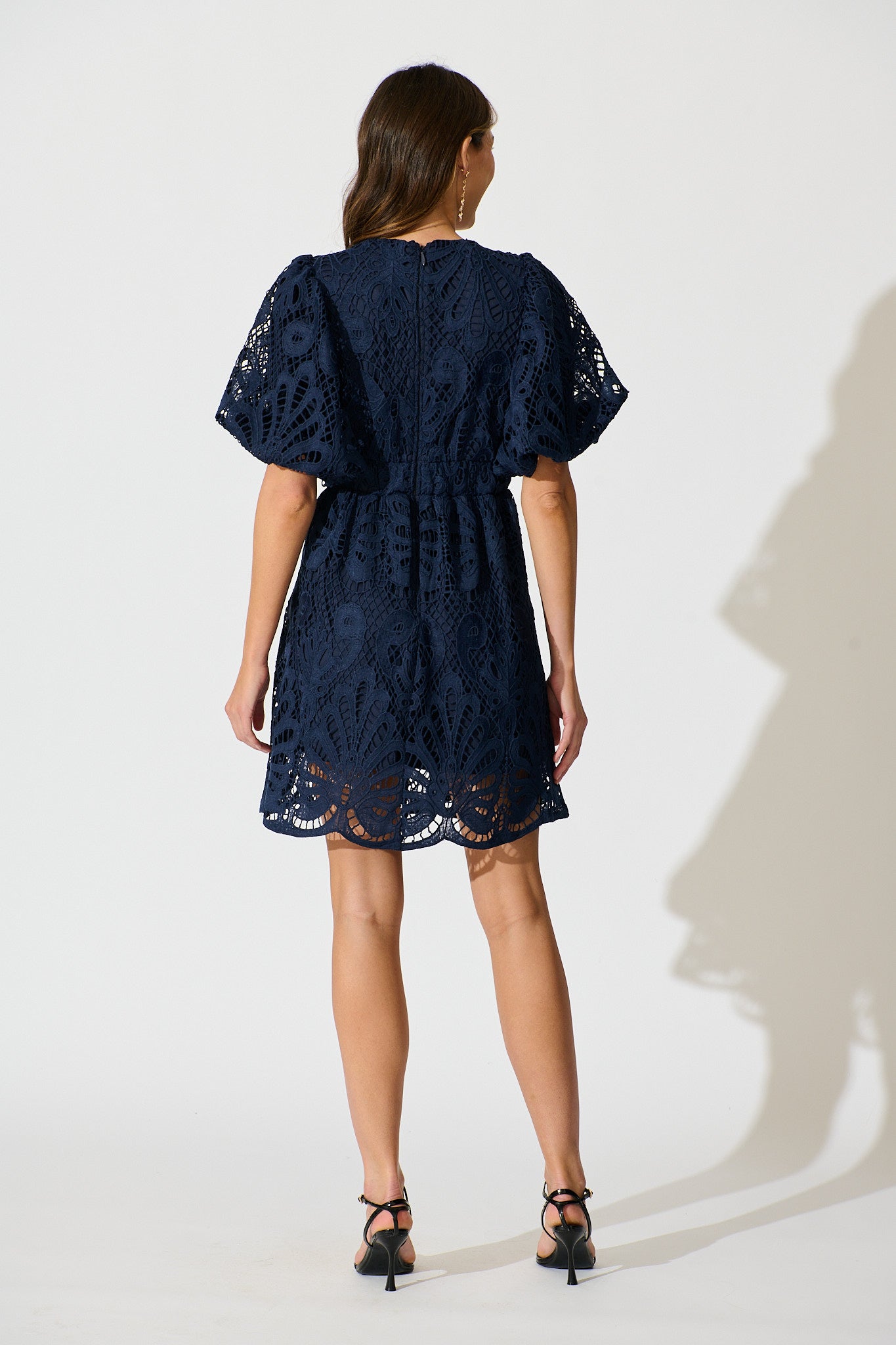 Falling for you Lace Dress in Navy