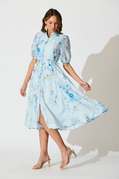 Oasis Bloom Maxi Dress in Blue Floral