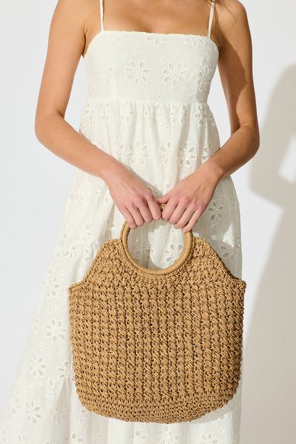 Anouk Circle Handle Tote Bag in Natural Raffia