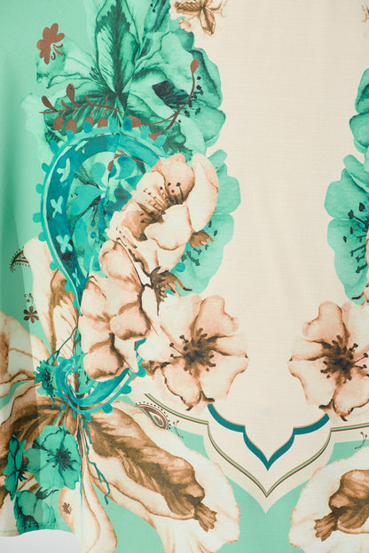 Whispers of Jade Sundress in Cream with Jade Print Linen Blend