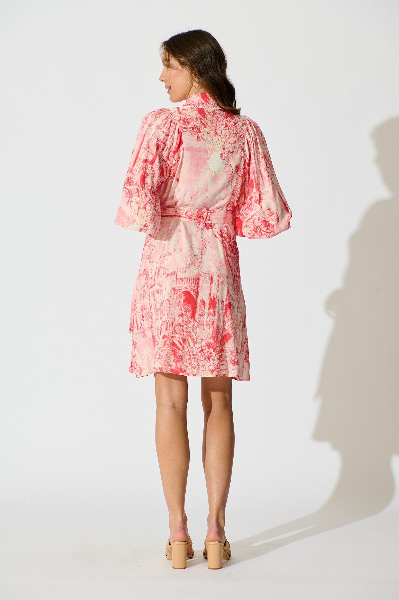 Laverna Shirt Dress in Multi Pink Print