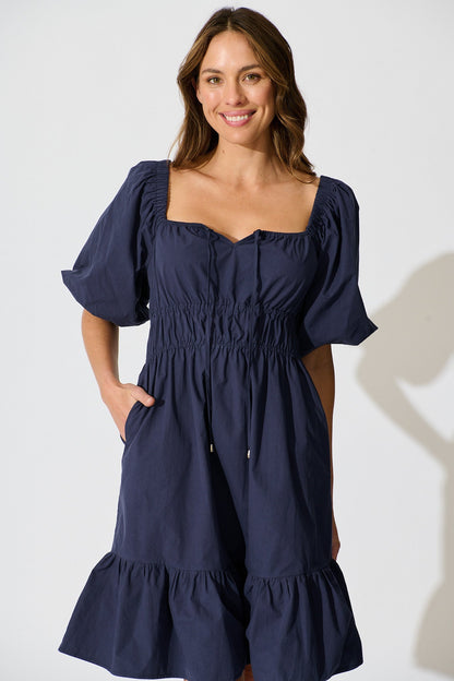 Kierah Dress in Navy Cotton