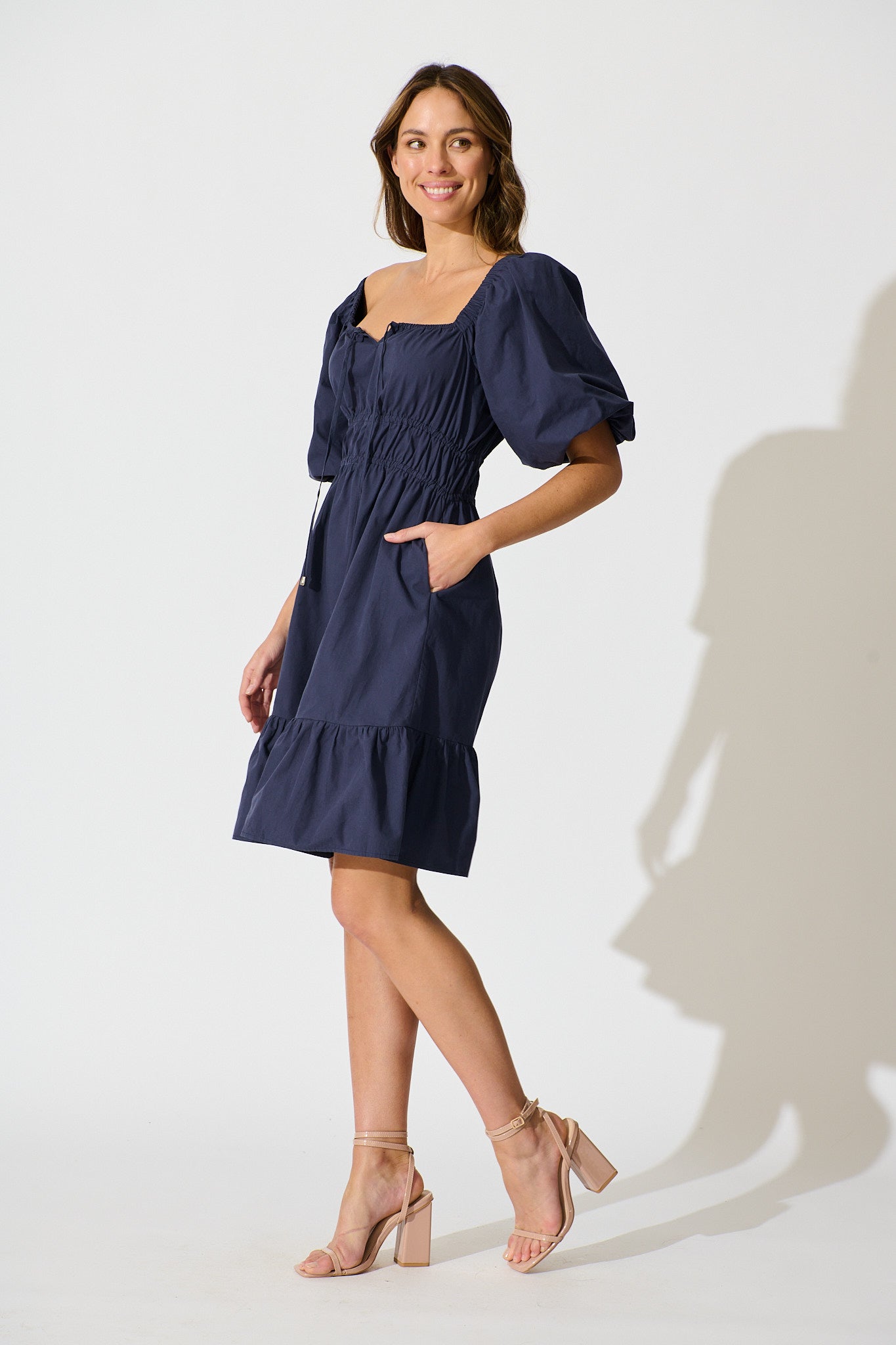 Kierah Dress in Navy Cotton