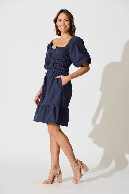 Kierah Dress in Navy Cotton