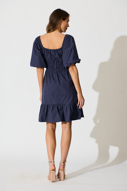 Kierah Dress in Navy Cotton