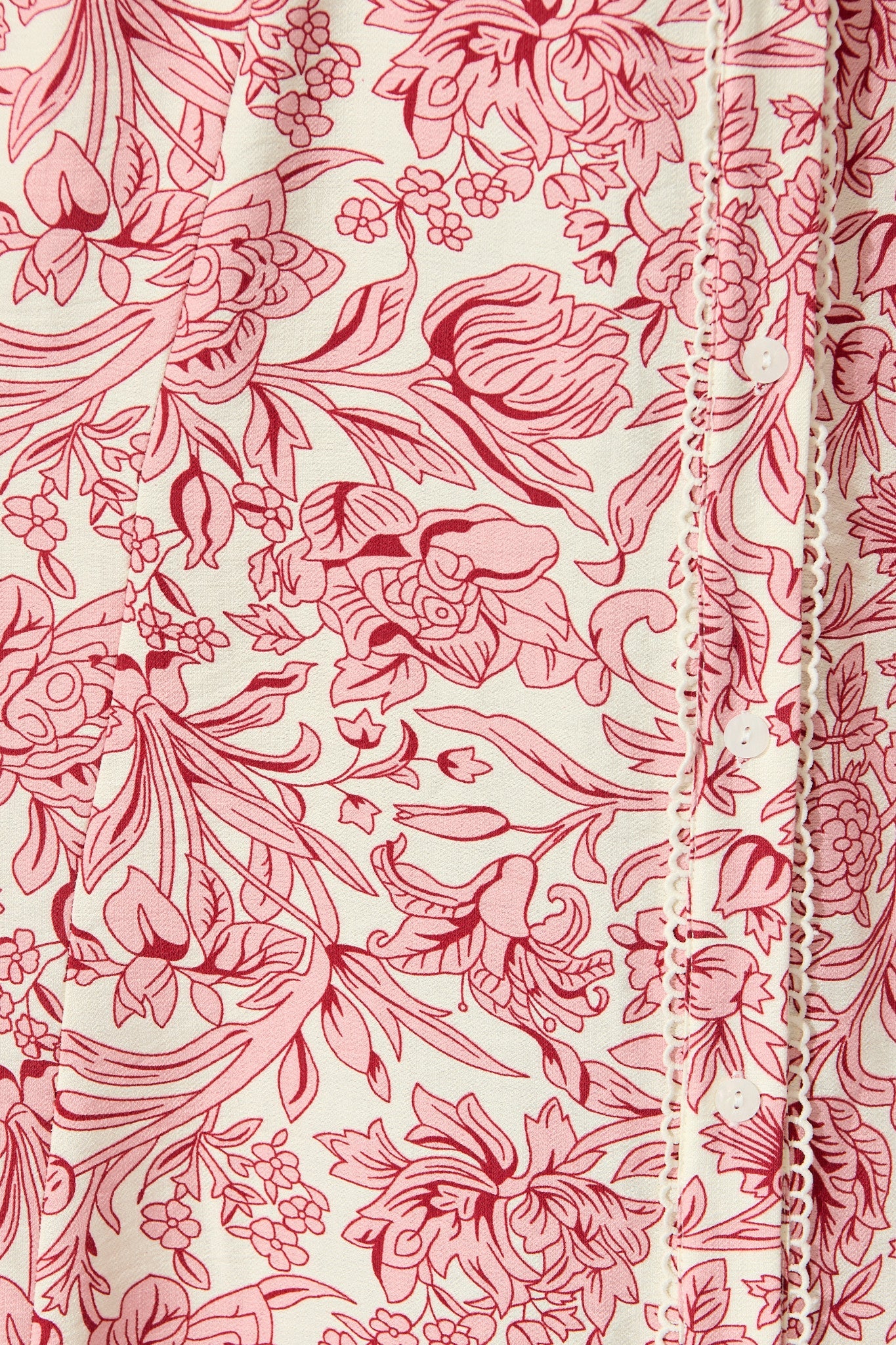 Sharmaine Maxi Shirt Dress in White with Pink Floral