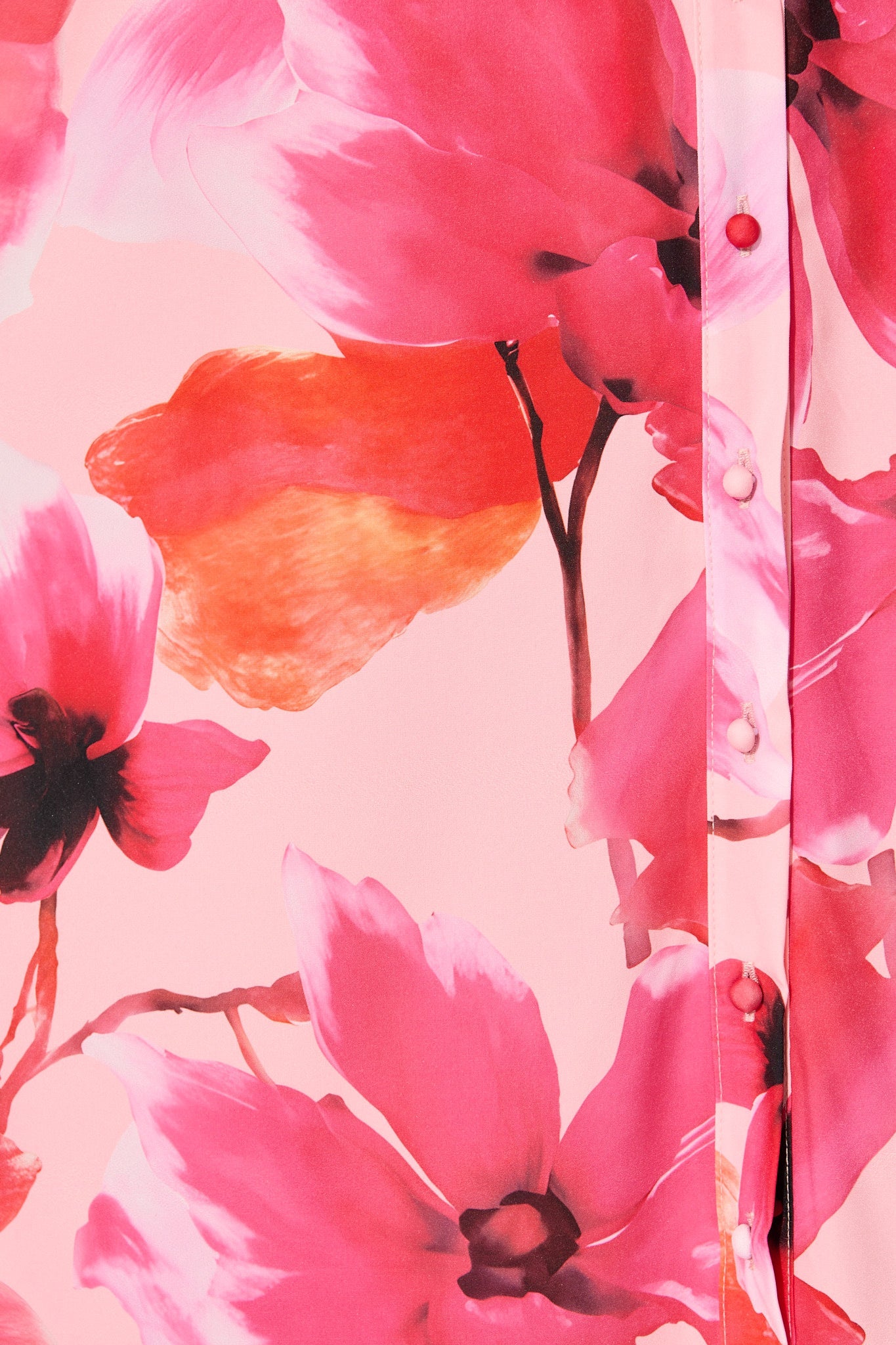 Gabriela Maxi Shirt Dress in Pink Floral Satin