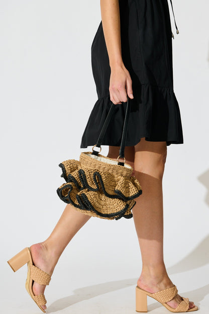 Juliette Ruffle Basket Bag in Natural Straw