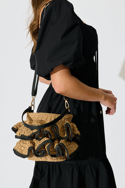 Juliette Ruffle Basket Bag in Natural Straw