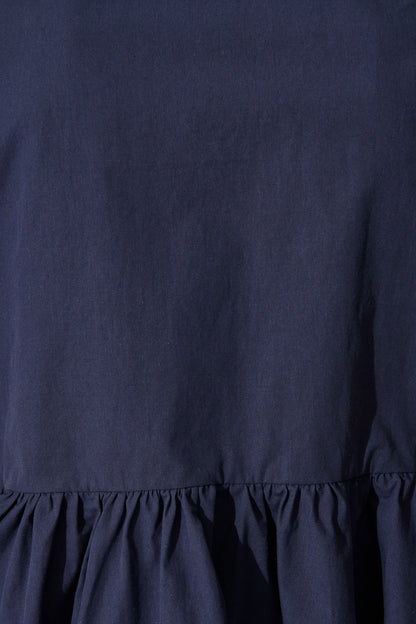 Faria Tie Front Top in Navy Cotton