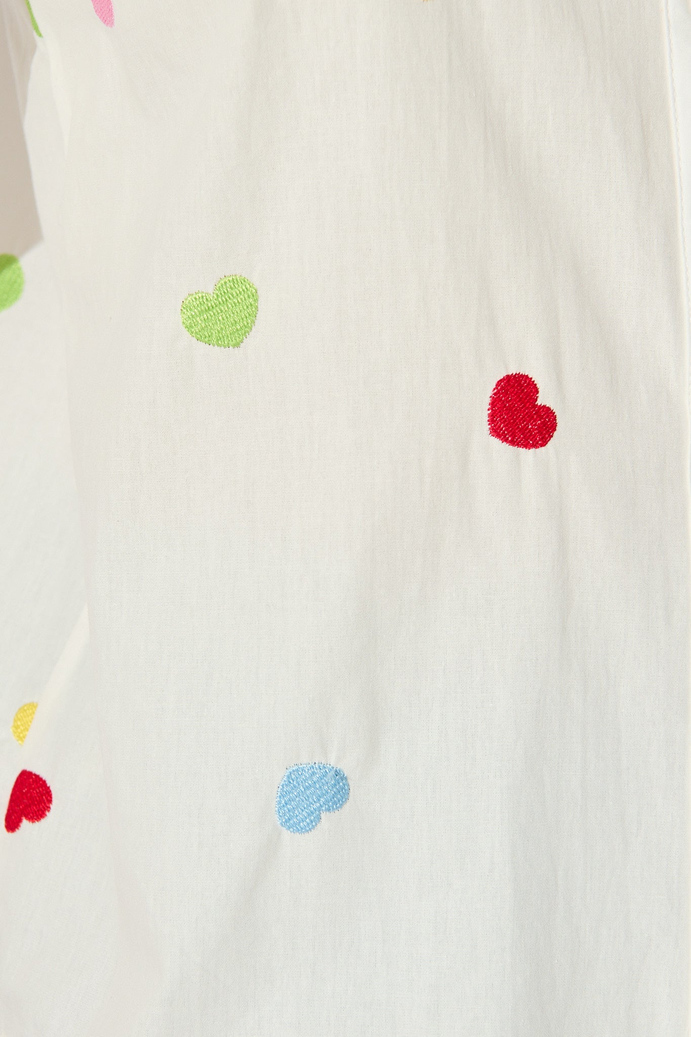 Amore Heart Shirt in White with Multi Heart Embroidered Cotton