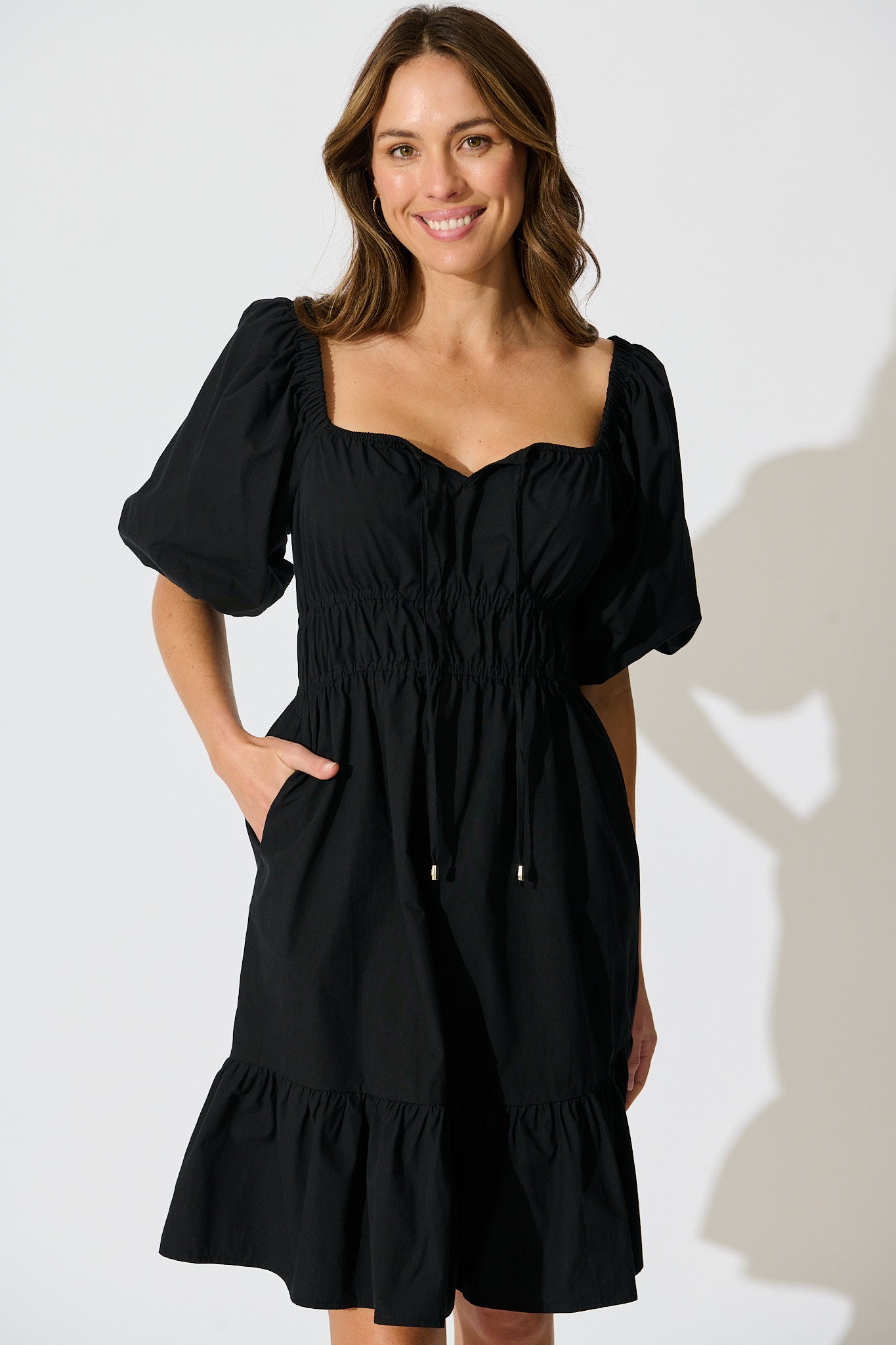 Kierah Dress in Black Cotton