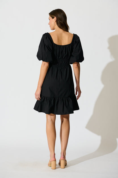 Kierah Dress in Black Cotton