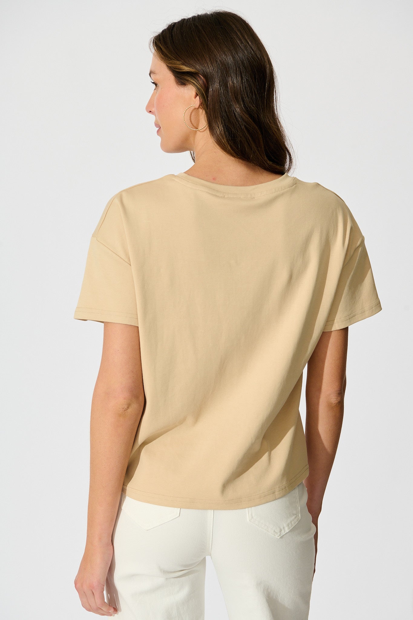 Dela T Shirt In Beige Cotton Blend