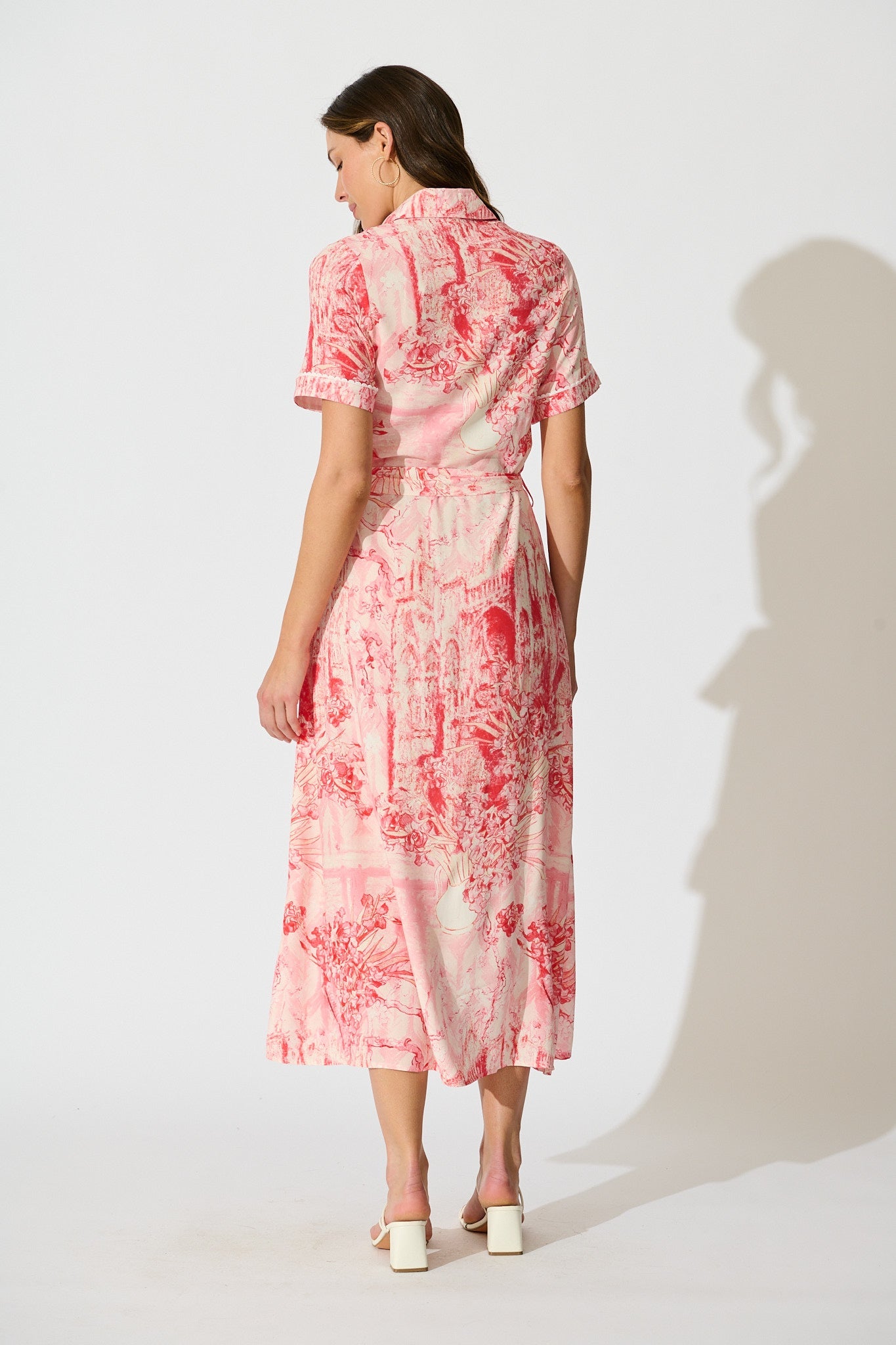 Hope Maxi Shirt Dress in Multi Pink Print