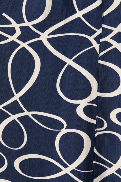 Fergie Midi Dress in Navy Geometric Print