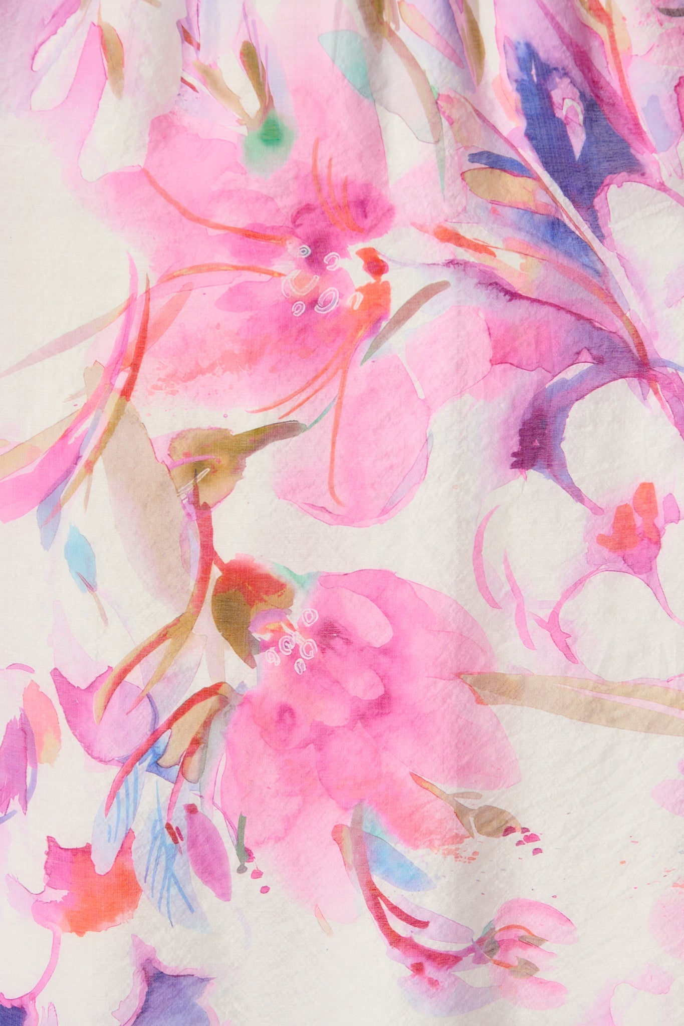 Adrina Maxi Dress in White with Pink Watercolour