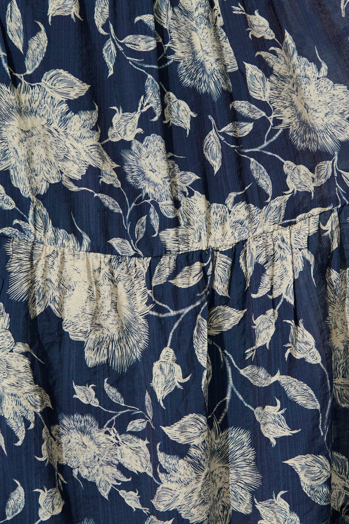 Messina Midi Dress in Navy with Cream Floral