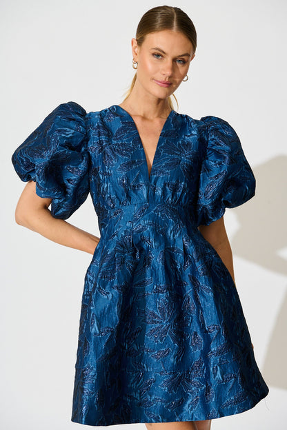 Paris Dreamer Dress in Navy Jacquard
