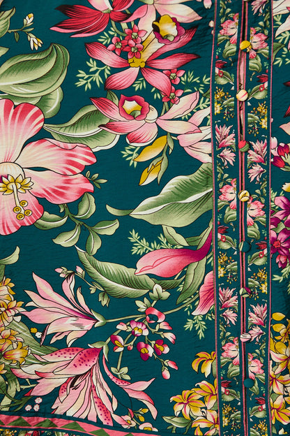 PRE ORDER Portofino Bloom Midi Dress in Green with Multi Floral