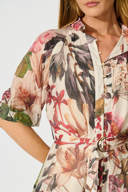 Blush Botanica Dress In Cream with Multi Floral