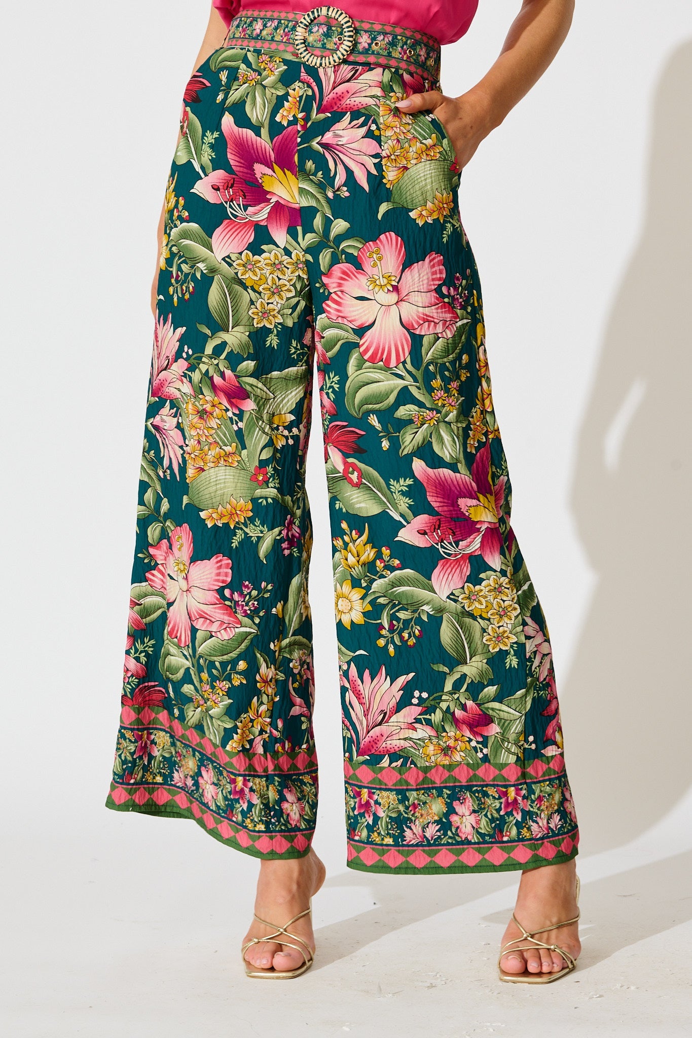 Petal Drift Pant in Green with Multi Floral
