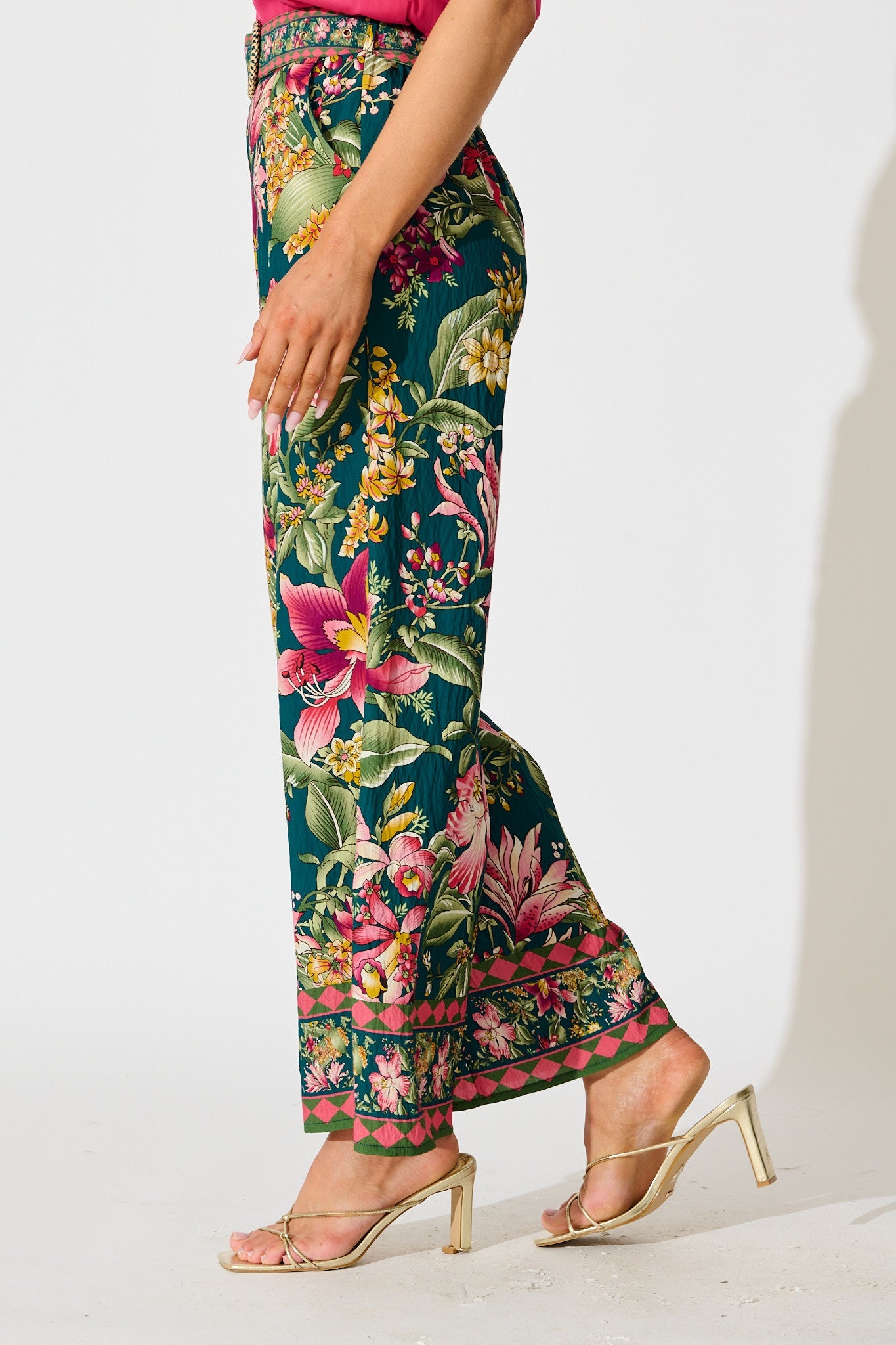 Petal Drift Pant in Green with Multi Floral
