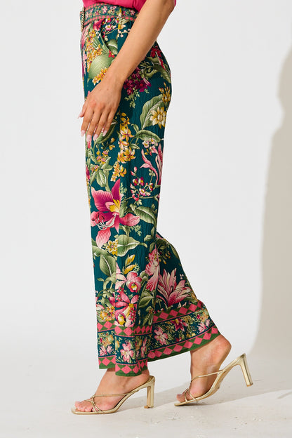 Petal Drift Pant in Green with Multi Floral