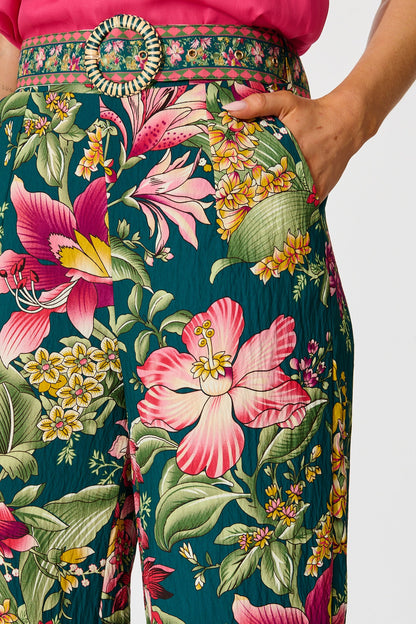 Petal Drift Pant in Green with Multi Floral
