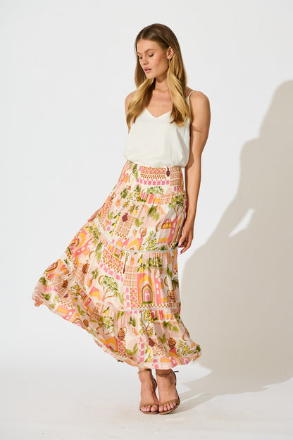 Ariza Maxi Skirt in Multi Print
