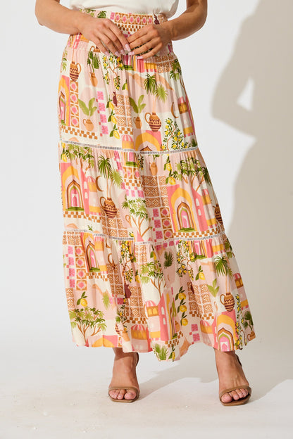 Ariza Maxi Skirt in Multi Print