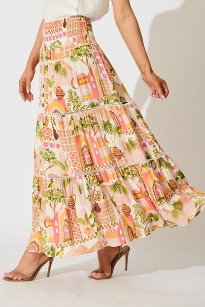 Ariza Maxi Skirt in Multi Print