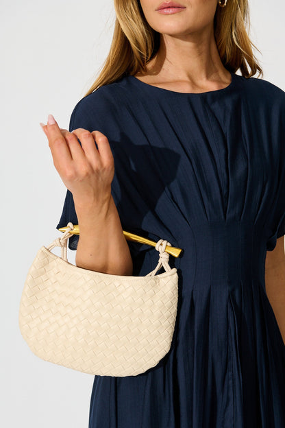 Chloe Quilted Multiway Bag in Cream with Gold Bar Handle