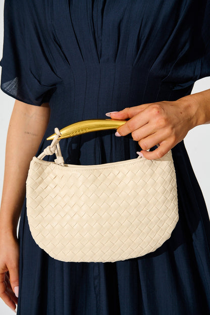 Chloe Quilted Multiway Bag in Cream with Gold Bar Handle